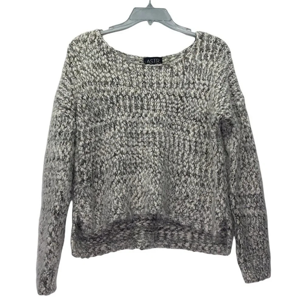 ASTR SWEATER  ROUND NECK CROP TOP WOMEN GRAY SIZE XS - Picture 3 of 13